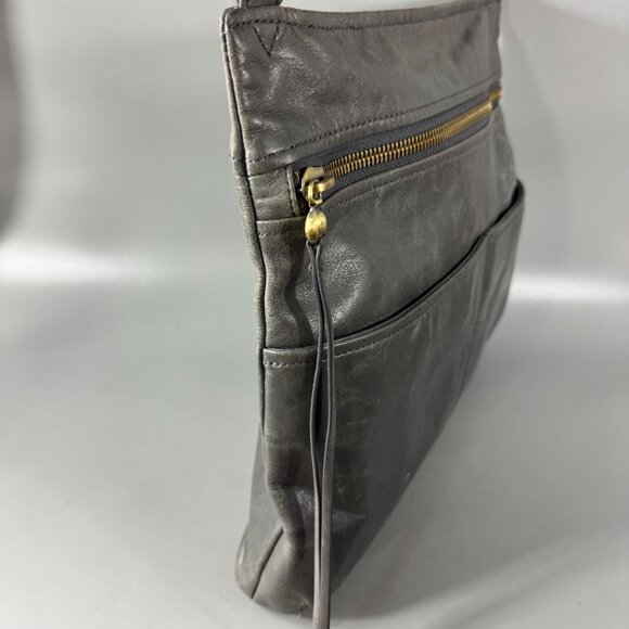 Hobo Angler Gray Leather Crossbody Bag - Picture 5 of 15